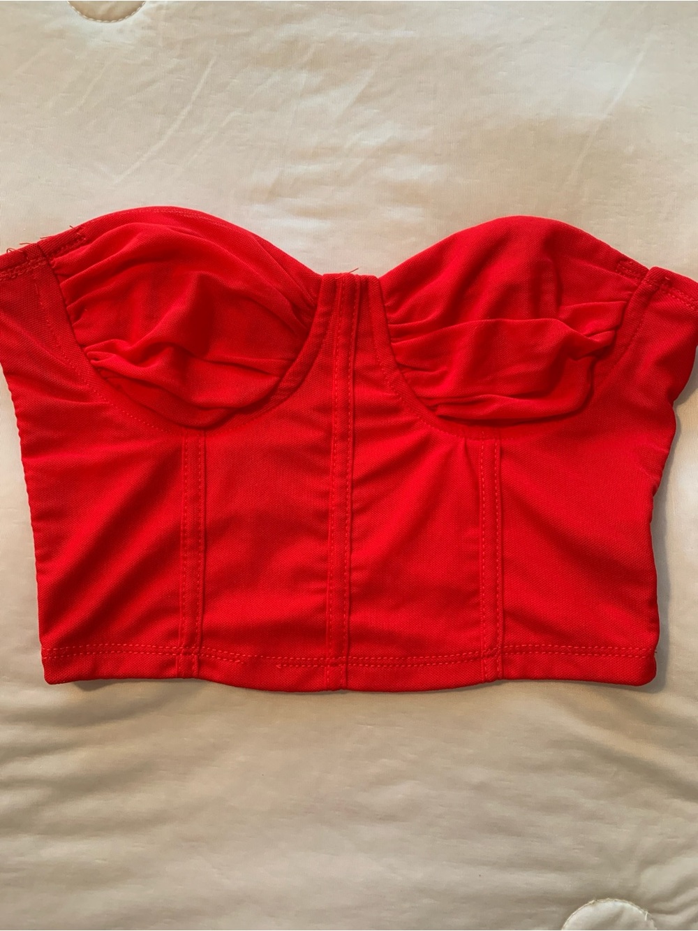 SHEIN Red Strapless Bustier Crop Top